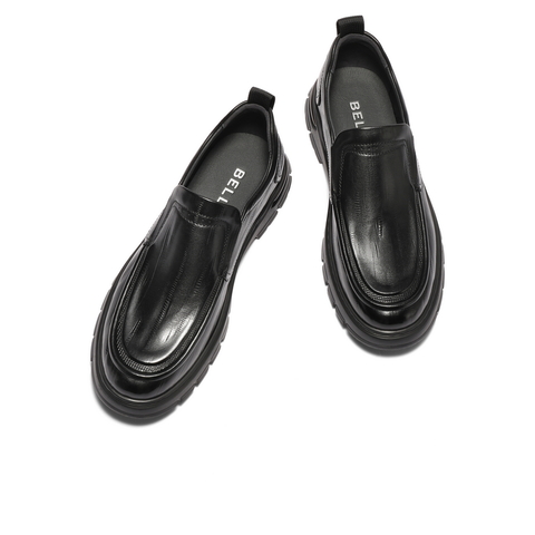 百丽一脚蹬商务鞋男2025新款秋商场同款牛皮厚底休闲皮鞋8TT02CM5