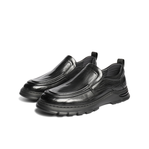 百丽一脚蹬商务鞋男2025新款秋商场同款牛皮厚底休闲皮鞋8TT02CM5