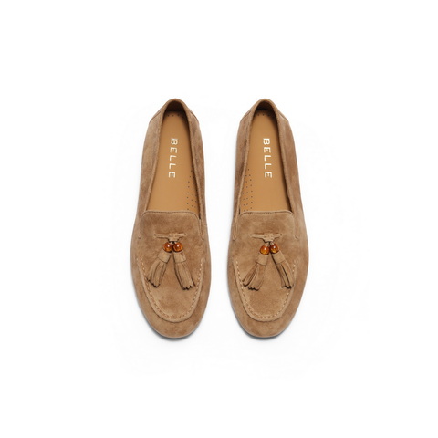 百丽复古绒面乐福鞋女2025秋新商场同款真皮通勤便士乐福3A9C3CA5