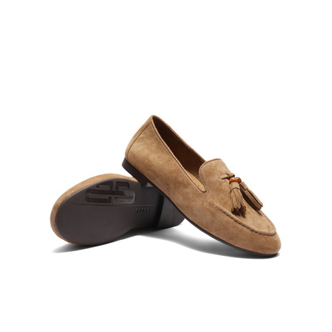 百丽复古绒面乐福鞋女2025秋新商场同款真皮通勤便士乐福3A9C3CA5