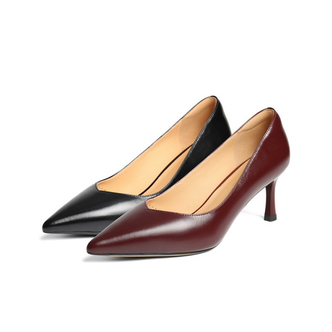 百丽优雅细高跟单鞋女2025秋新商场同款真皮尖头通勤单鞋D9T1DCQ5