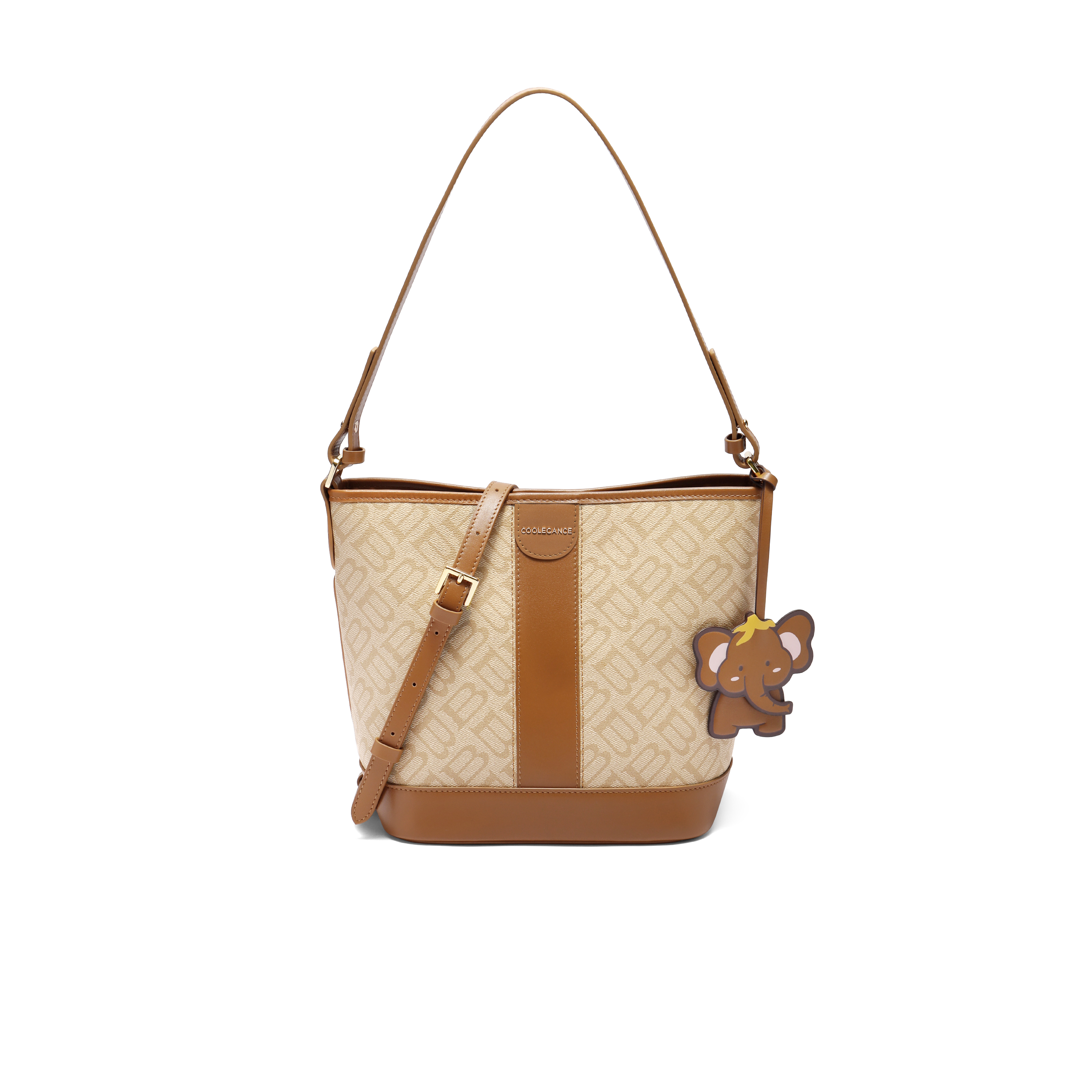 百丽包包女2025夏新商场同款复古通勤单肩斜挎水桶包JYH25BX5