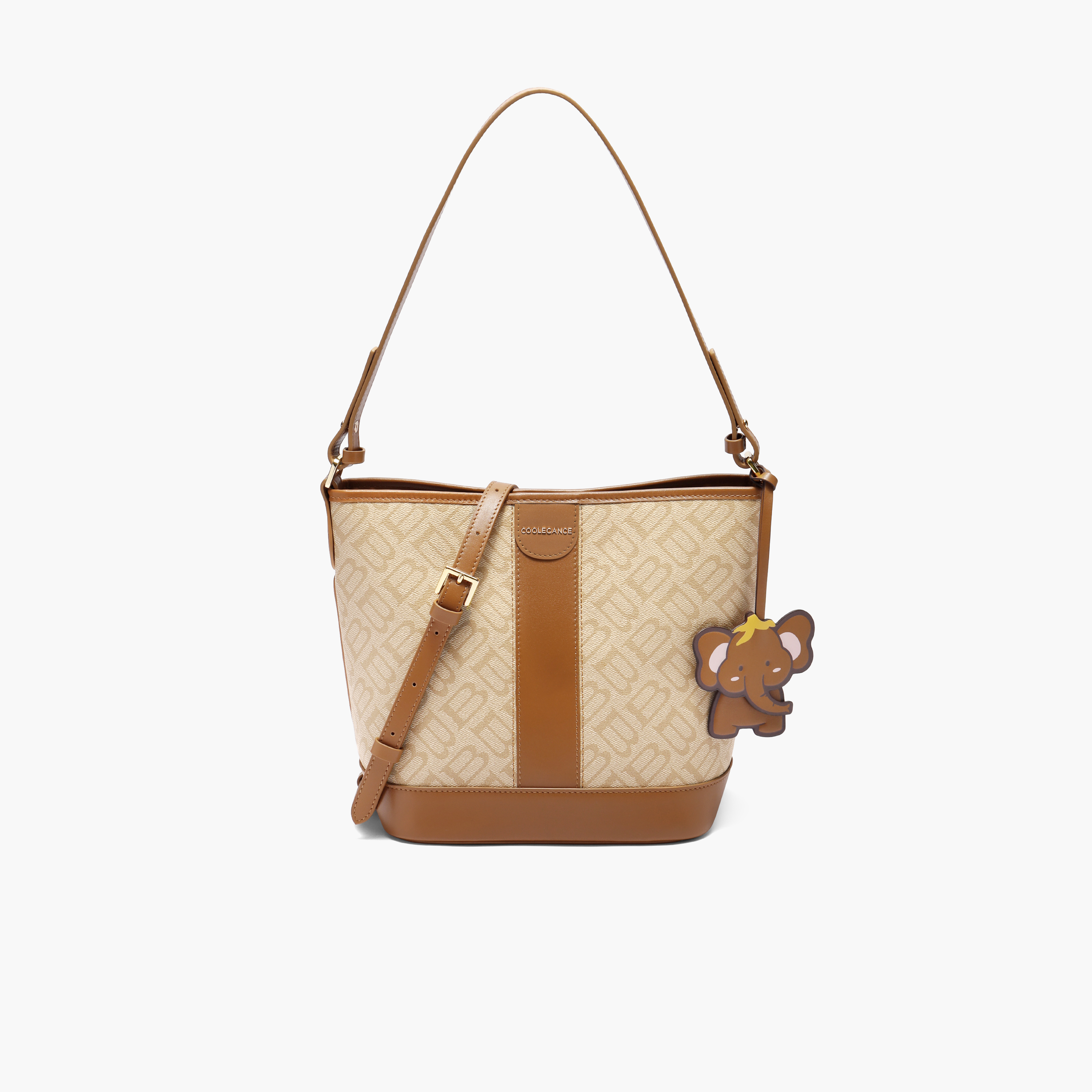 百丽包包女2025夏新商场同款复古通勤单肩斜挎水桶包JYH25BX5