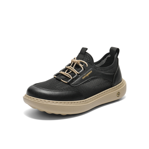 百丽网面透气休闲鞋男鞋2025新款秋季轻盈厚底运动板鞋A2107CM5