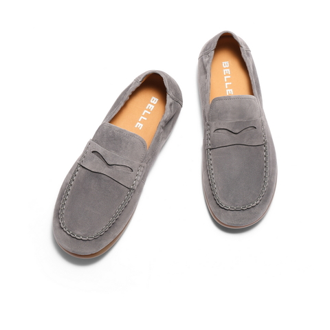 百丽一脚蹬休闲豆豆鞋男士2025秋季新款舒适软底乐福鞋A2045CM5