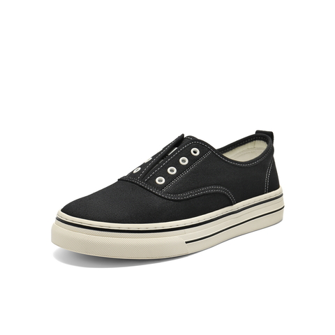 百丽简约百搭小白鞋男2025新款秋季一脚蹬舒适休闲帆布鞋A2148CM5