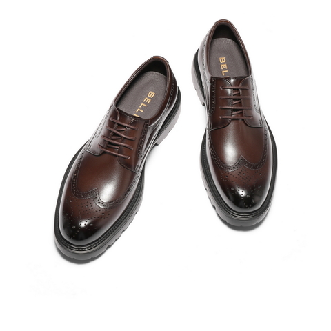 百丽布洛克雕花商务鞋男2025新款秋季牛皮革通勤正装皮鞋A2065CM5