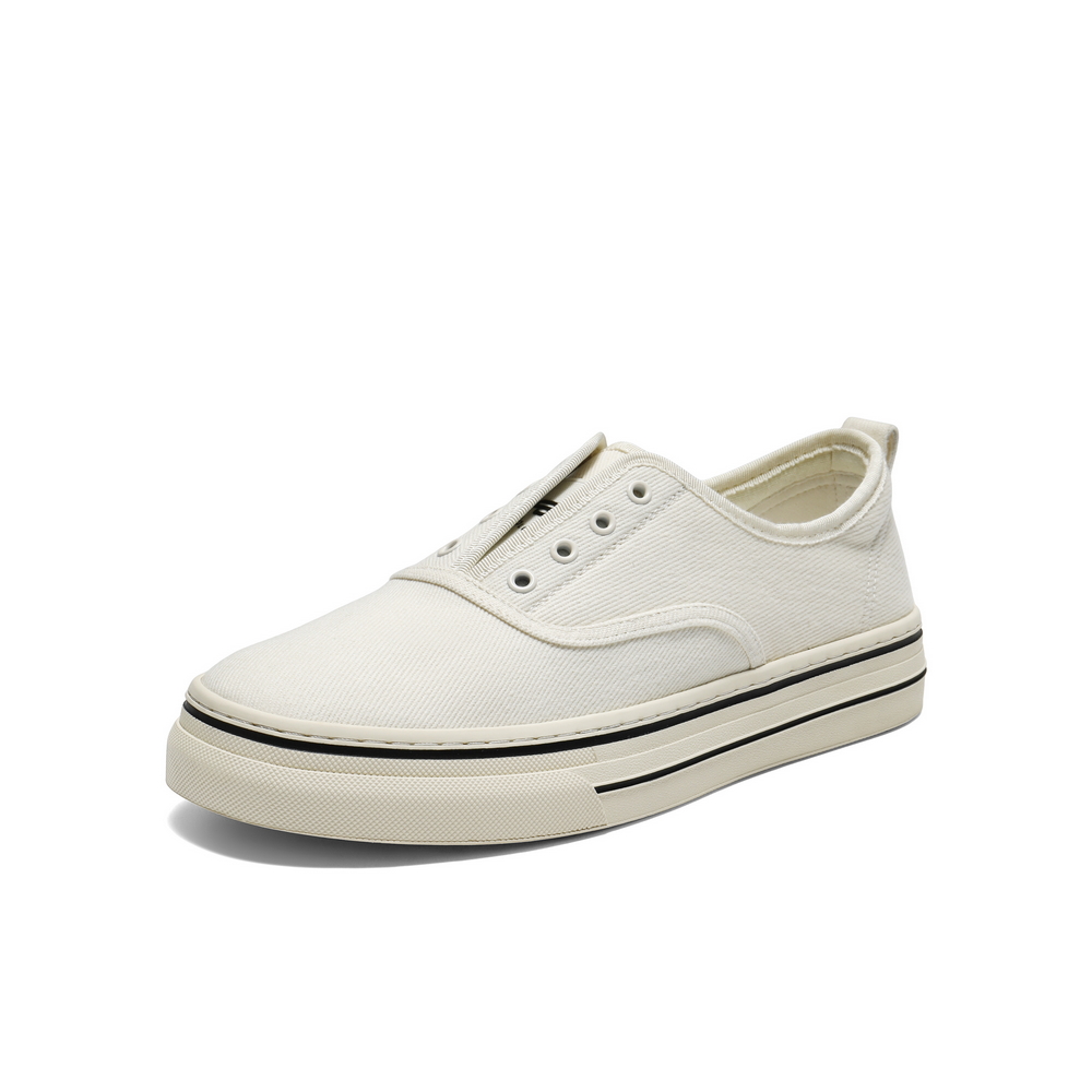 百丽简约百搭小白鞋男2025新款秋季一脚蹬舒适休闲帆布鞋A2148CM5
