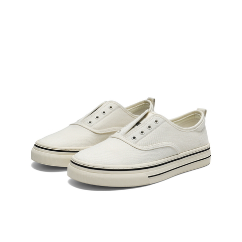 百丽简约百搭小白鞋男2025新款秋季一脚蹬舒适休闲帆布鞋A2148CM5