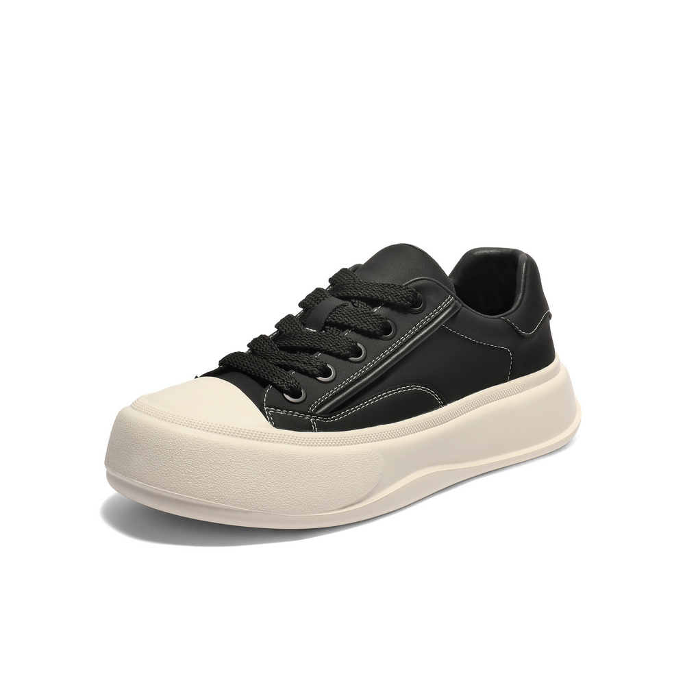 百丽时尚潮搭休闲板鞋男2025新款秋季厚底增高时尚布鞋A2136CM5