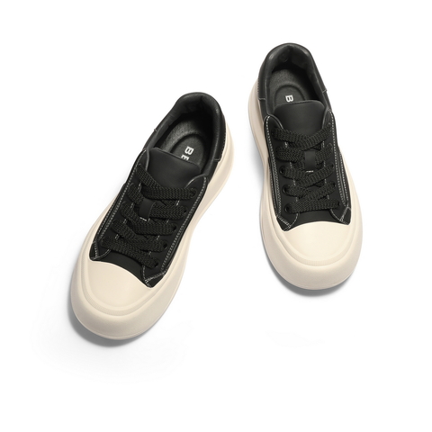 百丽时尚潮搭休闲板鞋男2025新款秋季厚底增高时尚布鞋A2136CM5