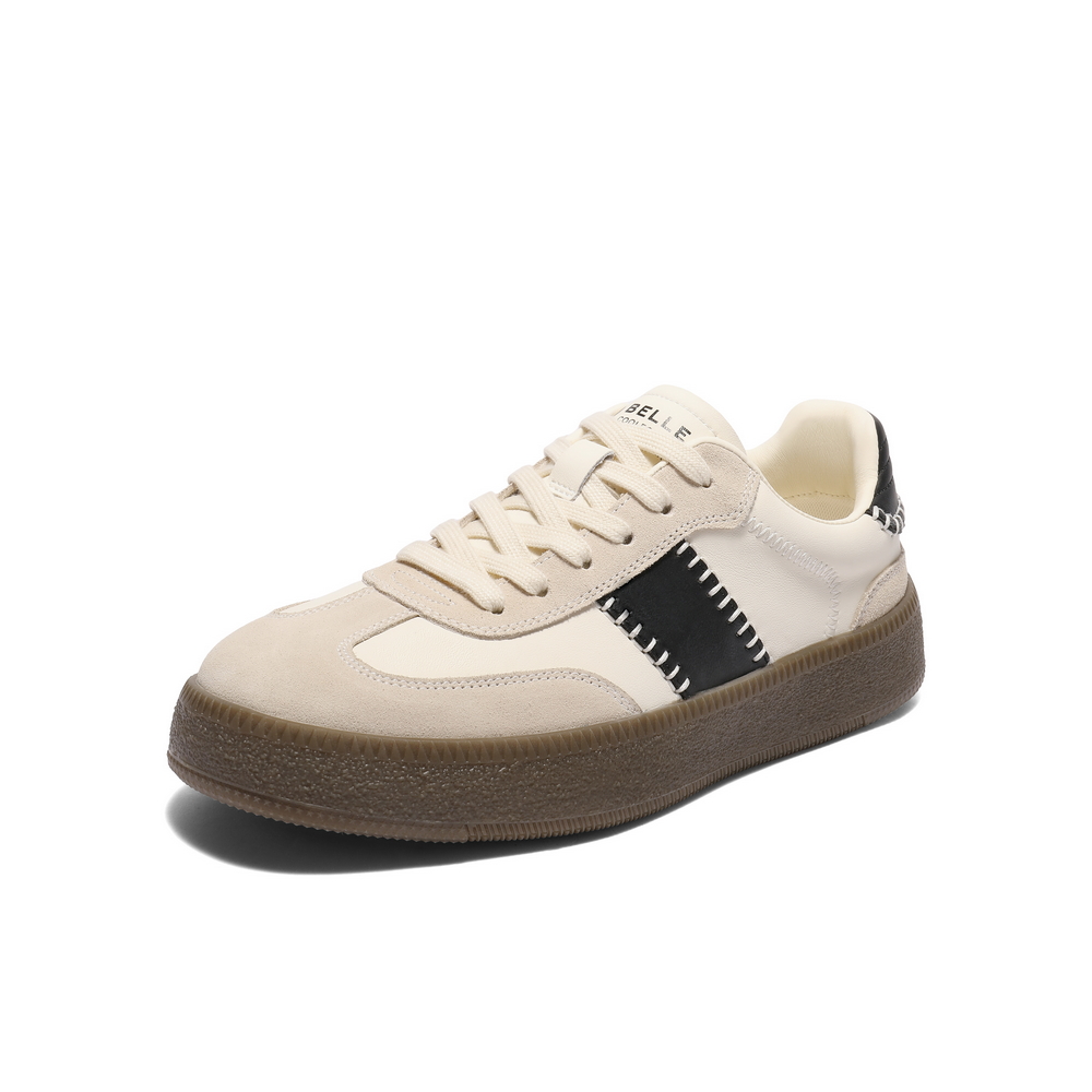 百丽潮搭休闲小白鞋男鞋2025秋新复古运动德训鞋撞色板鞋A2144CM5