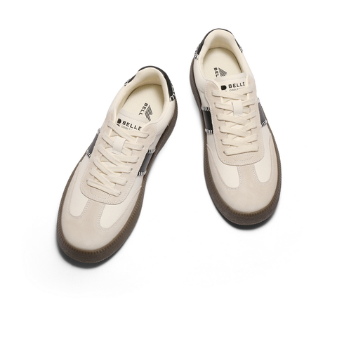 百丽潮搭休闲小白鞋男鞋2025秋新复古运动德训鞋撞色板鞋A2144CM5