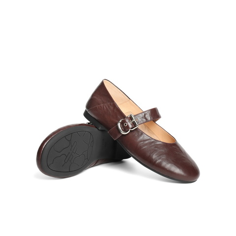 百丽复古褶皱面玛丽珍鞋女2025秋新商场同款真皮舒适单鞋E3U1DCQ5