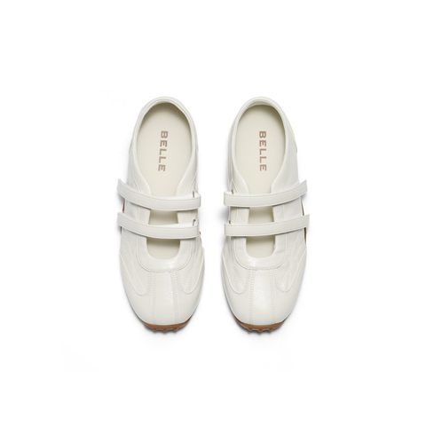 百丽时尚亮面休闲玛丽珍鞋女2025秋新双魔术贴薄底休闲鞋B2769CQ5