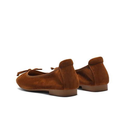 百丽绒面平跟单鞋女2025秋新商场同款真皮软底可翻折便鞋E1E1DCQ5