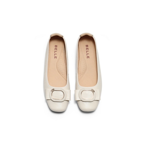 百丽气质方扣平底便鞋女2025秋新商场同款真皮软底单鞋E3W1DCQ5