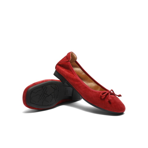 百丽绒面平跟单鞋女2025秋新商场同款真皮软底可翻折便鞋E1E1DCQ5