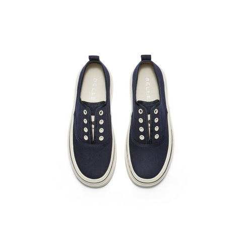 百丽简约百搭帆布鞋女2025秋新厚底便捷无系带休闲鞋B2699CM5