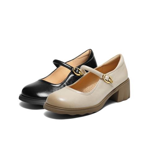 百丽复古玛丽珍鞋女2025秋新商场同款粗跟增高浅口单鞋E3X1DCQ5