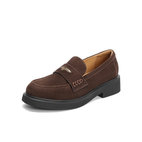 百丽复古乐福鞋女2025秋新商场同款真皮平跟便士乐福D9Z1DCA5