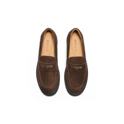 百丽复古乐福鞋女2025秋新商场同款真皮平跟便士乐福D9Z1DCA5