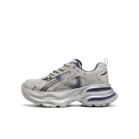 百丽潮酷拼接网老爹鞋女2025秋新商场同款厚底增高休闲鞋E4P1DCM5