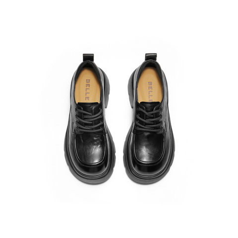 百丽英伦风牛津鞋女2025秋新商场同款真皮厚底增高单鞋E1X1DCM5