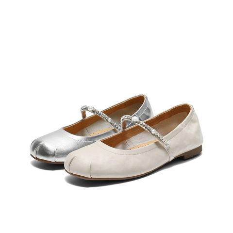 百丽芭蕾风玛丽珍鞋女2025秋新商场同款真皮薄底浅口单鞋3H9F4CQ5