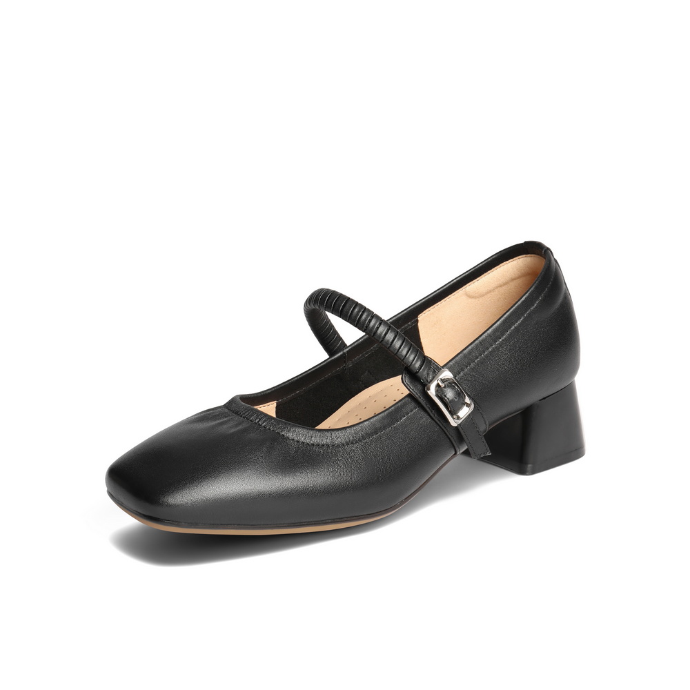 百丽气质方跟玛丽珍鞋女2025秋新商场同款质感真皮单鞋E1U1DCQ5