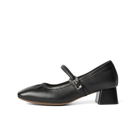 百丽气质方跟玛丽珍鞋女2025秋新商场同款质感真皮单鞋E1U1DCQ5