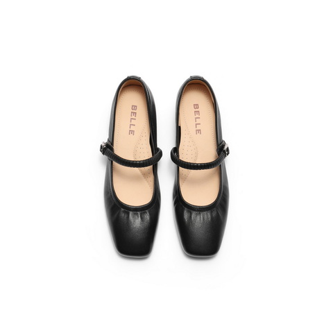 百丽气质方跟玛丽珍鞋女2025秋新商场同款质感真皮单鞋E1U1DCQ5