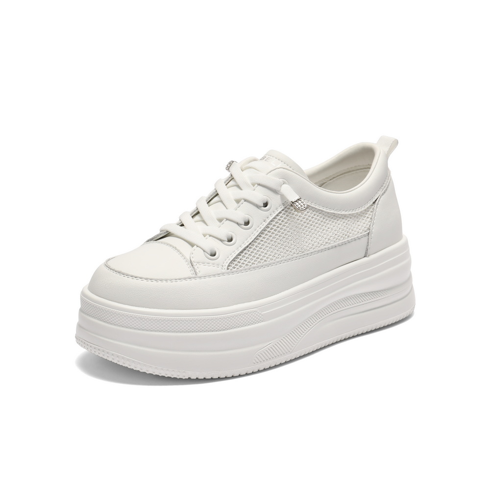 百丽百搭厚底小白鞋女2025夏新舒适透气网面休闲鞋E2U1DBM5