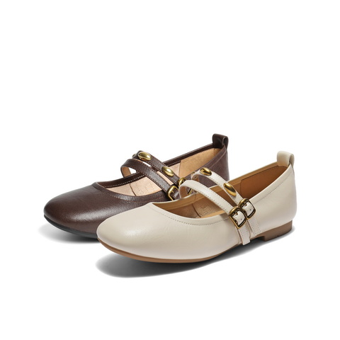 百丽复古薄底玛丽珍鞋女2025秋新商场同款真皮双条带单鞋E1V1DCQ5