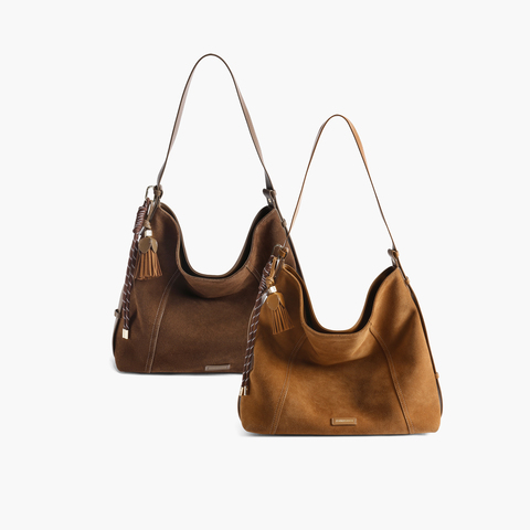 百丽包包女25秋商场同款复古绒面hobo包单肩斜挎托特包8562ACX5