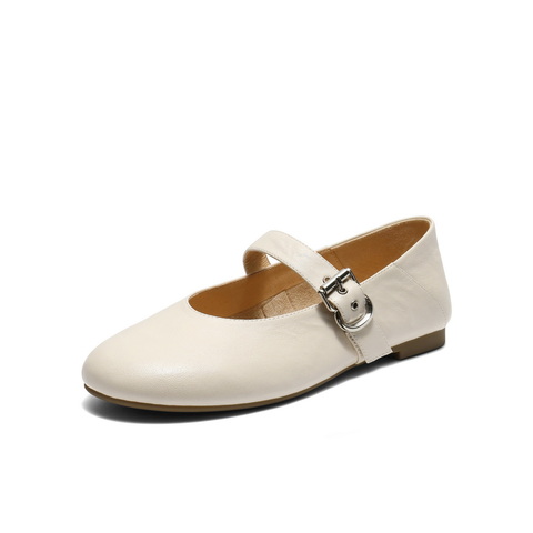 百丽复古褶皱面玛丽珍鞋女2025秋新商场同款真皮舒适单鞋E3U1DCQ5