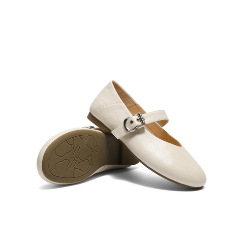 百丽复古褶皱面玛丽珍鞋女2025秋新商场同款真皮舒适单鞋E3U1DCQ5