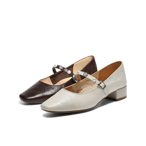 百丽复古时装玛丽珍鞋女2025秋新商场同款真皮高跟单鞋E3Z1DCQ5