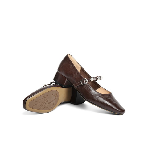 百丽复古时装玛丽珍鞋女2025秋新商场同款真皮高跟单鞋E3Z1DCQ5