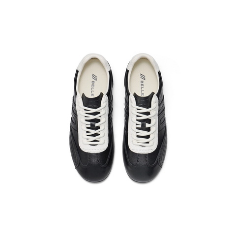 百丽复古时尚撞色赛车鞋女2025秋新舒适薄底休闲德训鞋B2818CM5