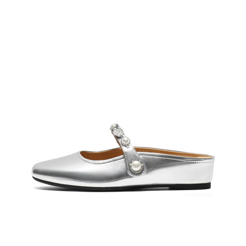 百丽慵懒气质穆勒鞋女2025秋新商场同款真皮外穿包头拖鞋E3G1DCH5