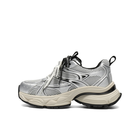 百丽时尚撞色老爹鞋女2025秋新厚底增高双鞋带休闲鞋E4D1DCM5