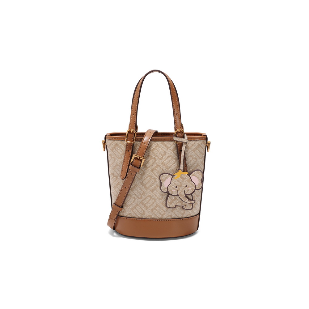 百丽包女25春商场同款小象桶复古休闲单肩斜挎手提水桶包X7233AX5