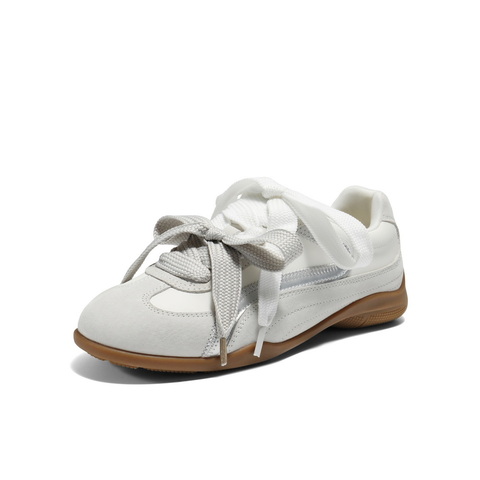 百丽时尚双鞋带德训鞋女2025秋新拼接撞色薄底休闲鞋B2839CM5