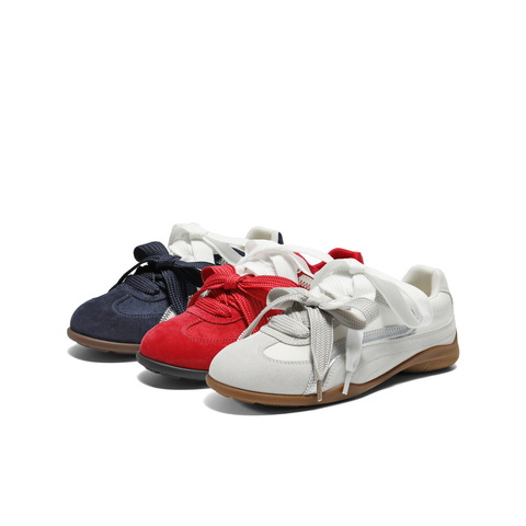 百丽时尚双鞋带德训鞋女2025秋新拼接撞色薄底休闲鞋B2839CM5