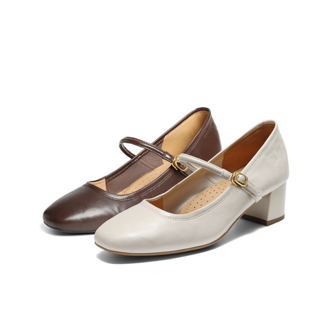 百丽气质时装玛丽珍鞋女2025秋新商场同款真皮高跟单鞋BFS03CQ5