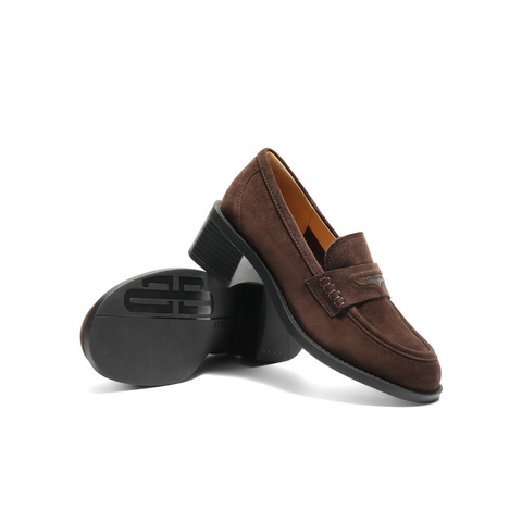 百丽气质高跟乐福鞋女2025秋新商场同款真皮通勤乐福鞋3PAF2CA5