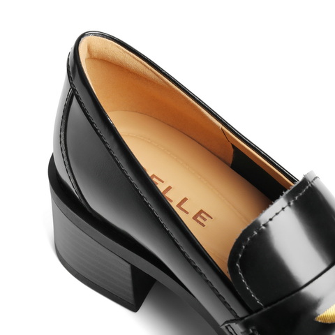 百丽气质高跟乐福鞋女2025秋新商场同款真皮通勤乐福鞋3PAF2CA5