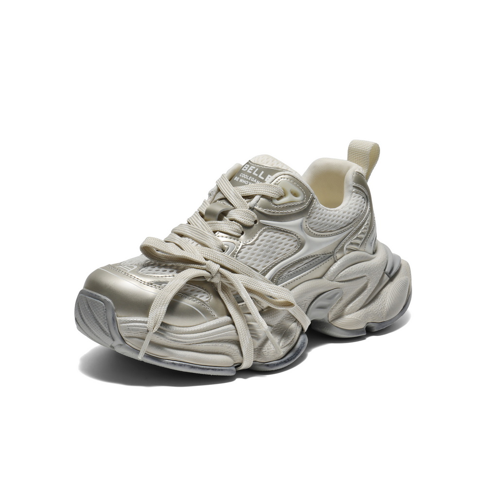 百丽拼接面透气老爹鞋女2025秋新厚底增高潮酷风休闲鞋B2798CM5