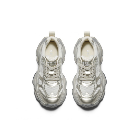 百丽拼接面透气老爹鞋女2025秋新厚底增高潮酷风休闲鞋B2798CM5